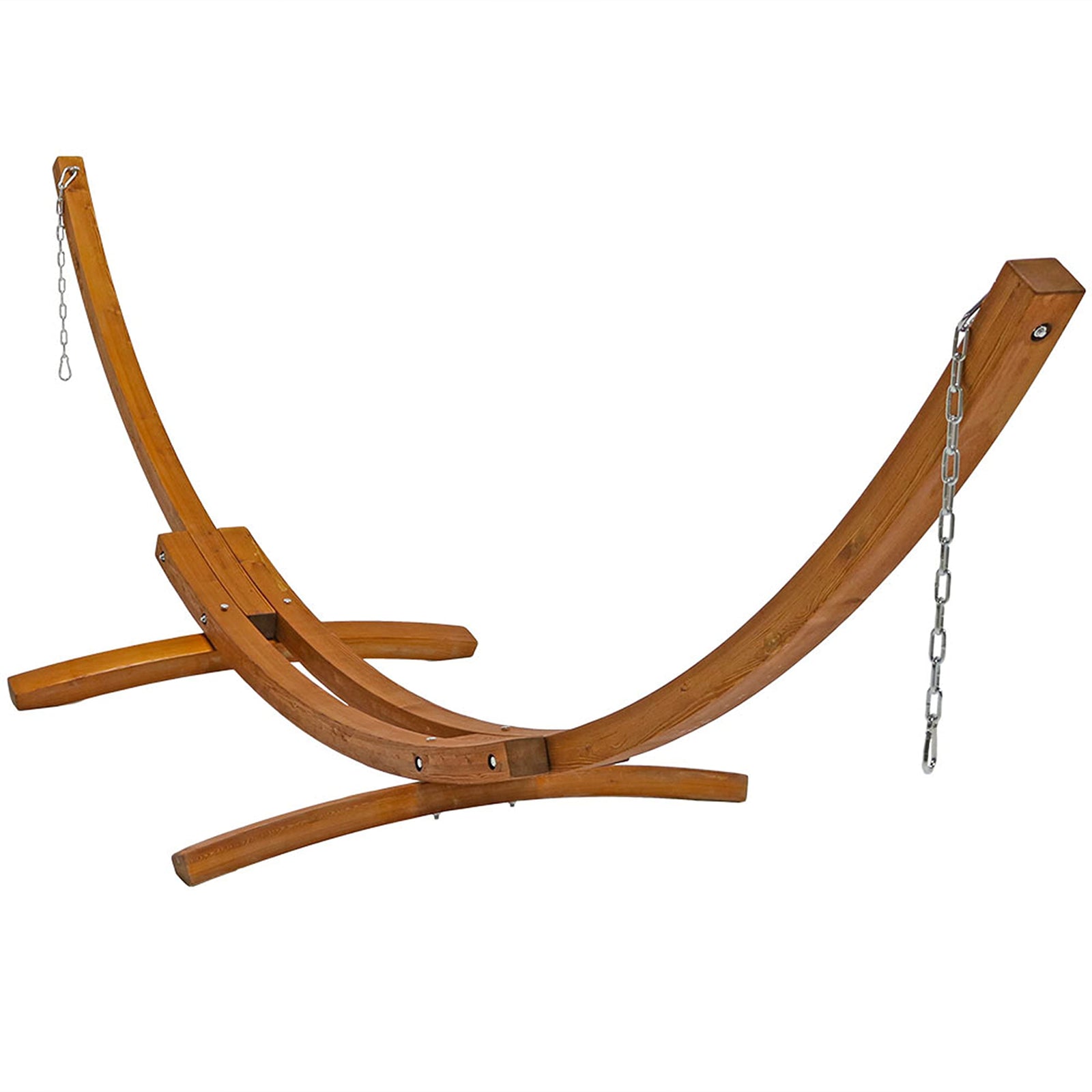 Sunnydaze Double Quilted Fabric Hammock with 13-Foot Curved Arc Wood Stand - 400-Pound Capacity - Sandy Beach