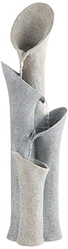 Bell Modern Zen Outdoor Floor Tiered Water Fountain 34" High Cascading Decor Faux Stone for Garden Patio Backyard Deck Home Lawn Porch House Relaxation Exterior Balcony - John Timberland