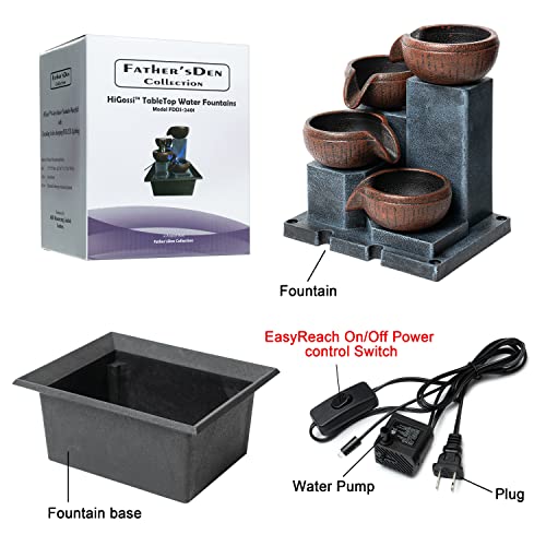 Small indoor Waterfall Fountain-Tabletop Fountain 4 level-Indoor Desktop Fountain with audible calming Waterfall Sounds for Feng Shui effect-cascading LED color Lighting