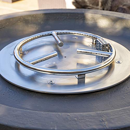 Bond Manufacturing 67504 Mondavi 36" Round 65,000 BTU Faux Concrete Gas Fire Bowl, Height: 12.5", Brown