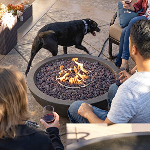 Bond Manufacturing 67504 Mondavi 36" Round 65,000 BTU Faux Concrete Gas Fire Bowl, Height: 12.5", Brown