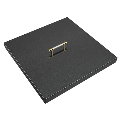 Fire Pit Burner Cover Square for 24 x 24 Inches Linear Drop-in Burner Pan, Fire Pit Lid, Multiple Sizes and Shapes Available, Porcelain-Enameled Steel (27" x 27" Square)