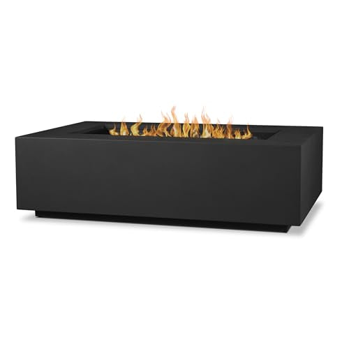 Real Flame Aegean 50in Rectangle Propane or Natural Gas Fire Pit Table - Black