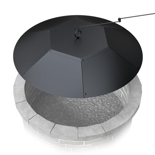 Teisaiko 28 inch Metal Round Fire Pit Lid with Handle & Poker