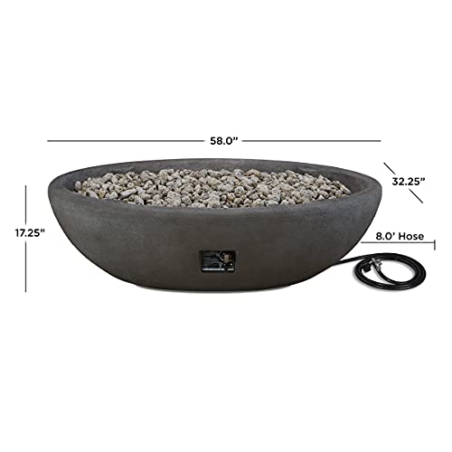 Real Flame Riverside 58" Oval Propane Fire Pit Bowl - Shale