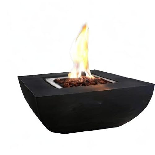 Modeno Aurora Natural Gas Fire Pit Table Cast Concrete 34 x 34-in