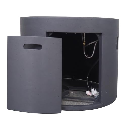 Christopher Knight Home Aidan Outdoor Patio Modern 31" Round Light Weight Concrete Gas Burning Fire Pit, Dark Gray