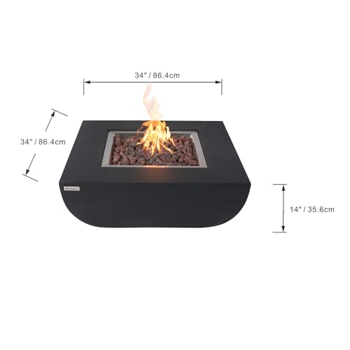 Modeno Aurora Natural Gas Fire Pit Table Cast Concrete 34 x 34-in