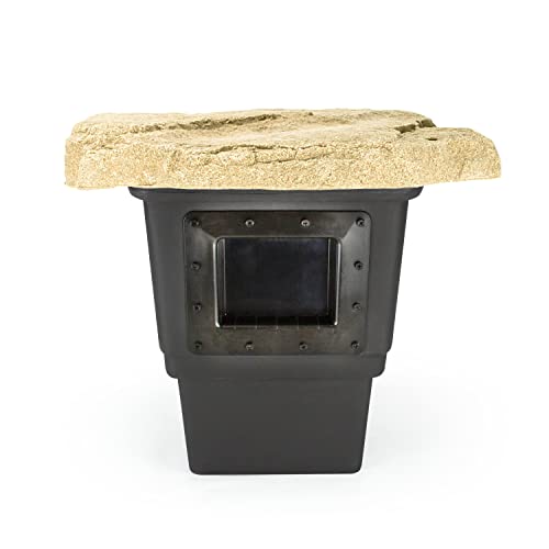 Aquascape Signature Series 400 Pond Skimmer, Surface Debris Removal with Rigid Basket and Filter Mat, Heavy-Duty Construction, Includes Faux Rock Lid, for Ponds Up to 400 sq. ft.,43021
