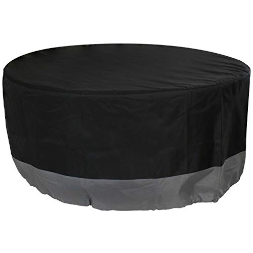 Sunnydaze Durable Patio Fire Pit Cover, Round, Black & Gray, 60"