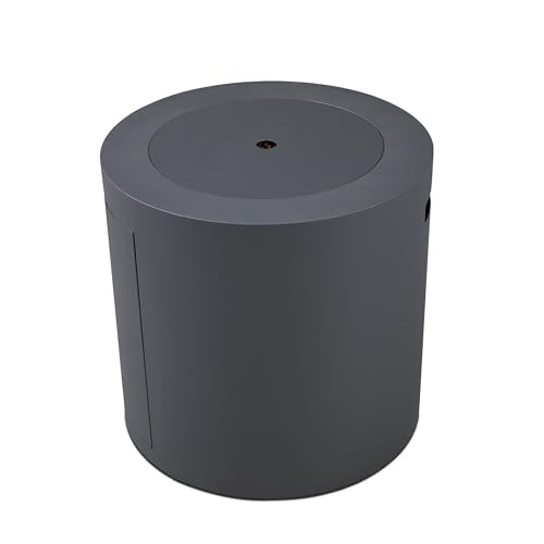 Real Flame Aegean 24" Round Propane Gas Fire Pit Table with Hidden Tank, 50,000 BTU, Powder-Coated Steel, Push-Button Ignition, Lava Rock, Storage Cover, Stainless Steel Burner with Lid - Wthrd Slate
