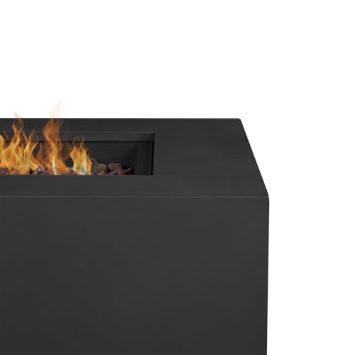 Real Flame Aegean 50in Rectangle Propane or Natural Gas Fire Pit Table - Black