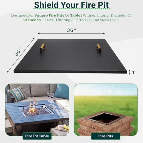 FEBTECH - 36" Square Fire Pit Snuffer Lid - Steel Lid for 34" FirePit