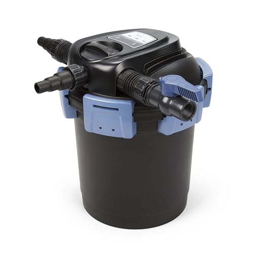 Aquascape 95053 UltraKlean 2000 Gallon Biological Pressure Filter with 14 Watt UV Clarifier Sterilizer for Pond Water Feature, 2,700 GPH Black