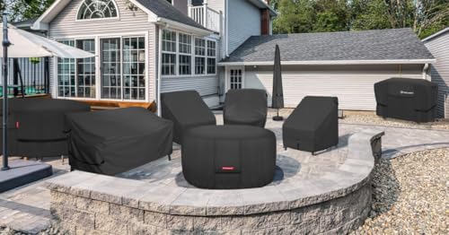 Porch Shield 600D Round Patio Fire Pit Table Cover 36 inch, Black
