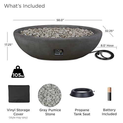 Real Flame Riverside 58" Oval Propane Fire Pit Bowl - Shale