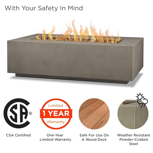 Real Flame Aegean 50in Rectangle Propane or Natural Gas Fire Pit Table - Mist Gray