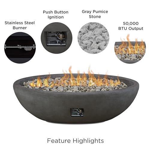 Real Flame Riverside 58" Oval Propane Fire Pit Bowl - Shale
