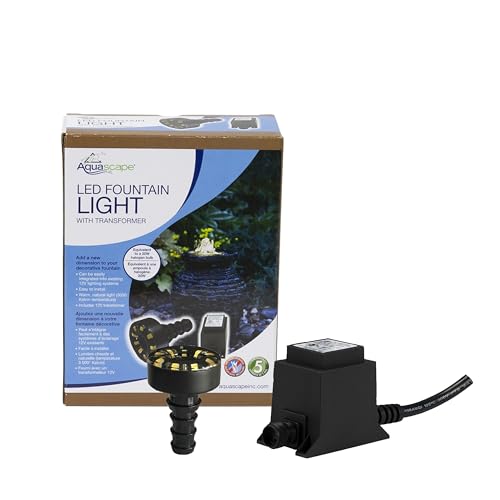 Aquascape Warm White LED Fountain Accent Light Kit with Transformer for Outdoor Water Fountains & Water Features, Submersible Pond Lighting, 84009