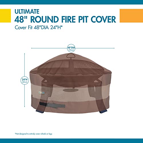 DUCKCOVERS UFPR5024 Ultimate Waterproof Round Fire Pit Cover, 48"DIA x 24"H, Mocha Cappuccino, Patio Furniture Covers