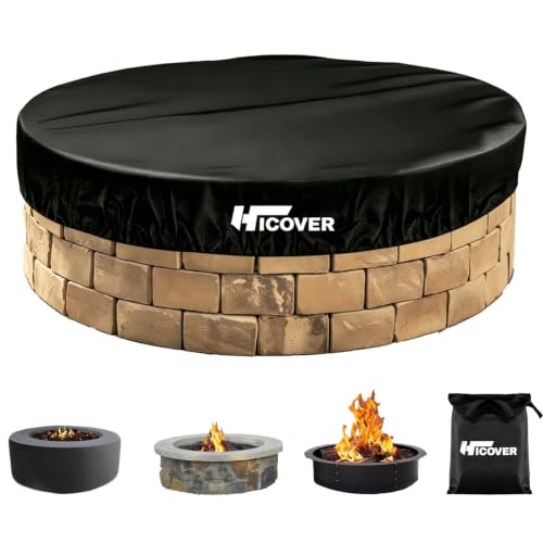 Heavy Duty 1200D Round Fire Pit Cover for In-Ground Fire Pits,46-51 Inch