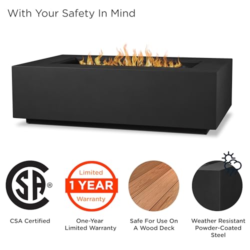 Real Flame Aegean 50in Rectangle Propane or Natural Gas Fire Pit Table - Black