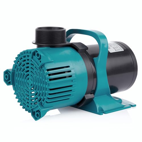Alpine Corporation 5600 GPH Vortex Submersible Water Pump 20 Ft Cord for Ponds, Fountains and Water Circulations, Quiet Operation Vertical/Horizontal, 22.5 Ft Lift 324 Watts, Black/Teal