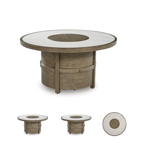 Signature Design by Ashley Outdoor Propane Gas Fire Pit Table, 48 in Round