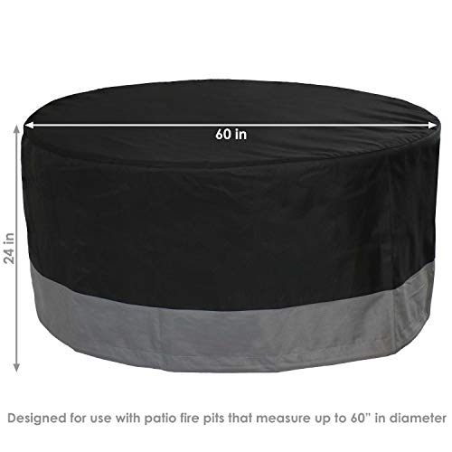 Sunnydaze Durable Patio Fire Pit Cover, Round, Black & Gray, 60"