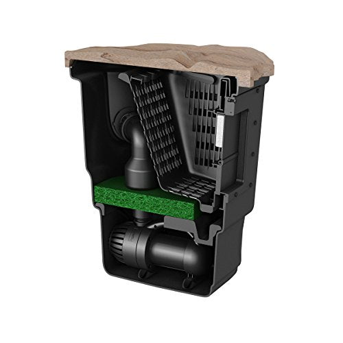 Aquascape Signature Series 1000 Pond Skimmer, Large-Capacity Surface Debris Removal with Rigid Basket and Filter Mat, Adjustable Weir, Includes Faux Rock Lid, for Ponds Up to 1,000 sq. ft.,43022