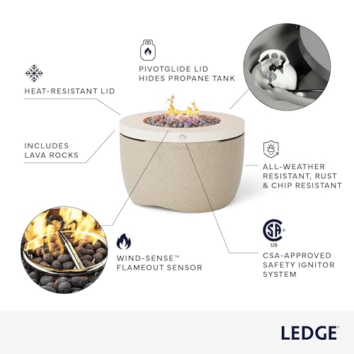 Ledge Lounger Halo Propane Fire Pit, Smokeless Fire Pit Table