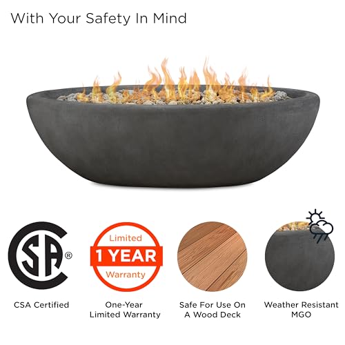 Real Flame Riverside 58" Oval Propane Fire Pit Bowl - Shale