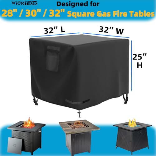 Square Fire Pit Table Cover 32 x 32 x 25 inch, Waterproof, Heavy Duty