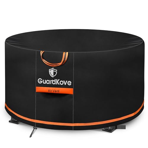 GuardKove [Upgraded 1000D Heavy Duty Fabric] 48 inch Fire Pit Cover Round