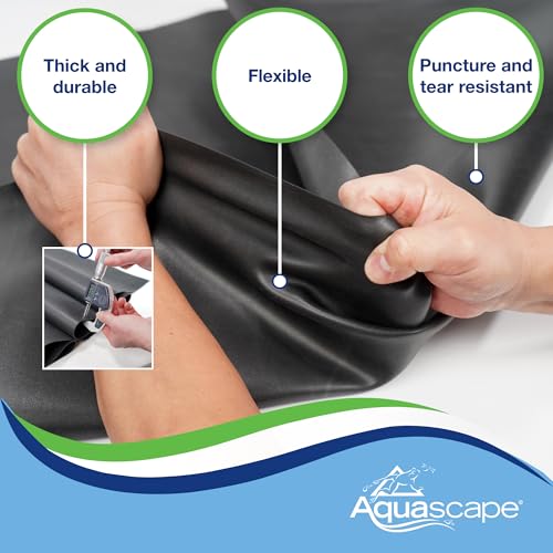 Aquascape PRO Grade 45 MIL EPDM Fish-Safe Pond Liner, 10 x 25 feet, 250 sq ft, Black