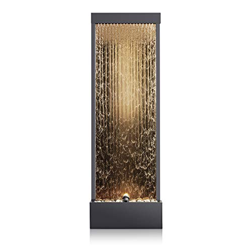 Alpine Corporation 72" Bronze Mirror Waterfall Fountain with LED Lights