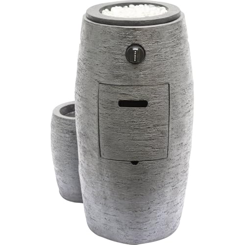 Alpine Corporation WTO120 Outdoor Cascading Look 3 Tiered Fire and Water Fountain with Adjustable Flame and LED Lights, 27" Tall, Gray