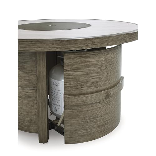 Signature Design by Ashley Outdoor Propane Gas Fire Pit Table, 48 in Round