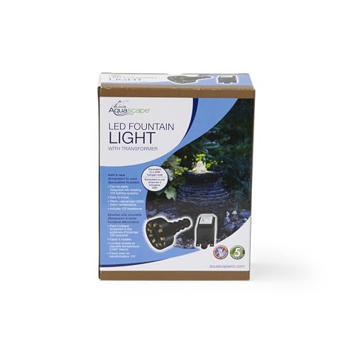Aquascape Warm White LED Fountain Accent Light Kit with Transformer for Outdoor Water Fountains & Water Features, Submersible Pond Lighting, 84009