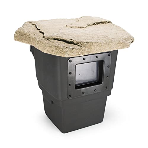 Aquascape Signature Series 400 Pond Skimmer, Surface Debris Removal with Rigid Basket and Filter Mat, Heavy-Duty Construction, Includes Faux Rock Lid, for Ponds Up to 400 sq. ft.,43021