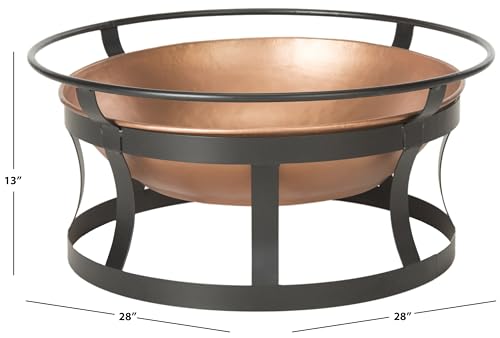 SAFAVIEH Outdoor Bonair Metal Fire Pit, 28" Copper/Black PIT1012A