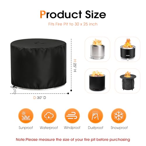 Rilime Propane Fire Pit Cover 30" D x 25" H fit for BALI OUTDOORS