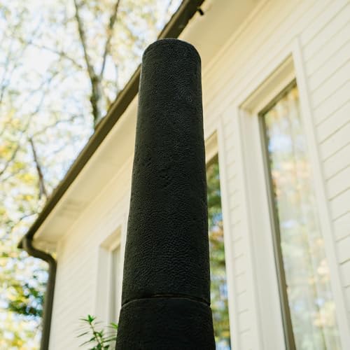Ash & Ember Ceramic Chiminea Fire Pit with Stand, Smoke-Reducing Chimney, Semi-Enclosed Outdoor Fireplace for Backyard Patio or Deck, Cooking Grate and 18" Stand Included