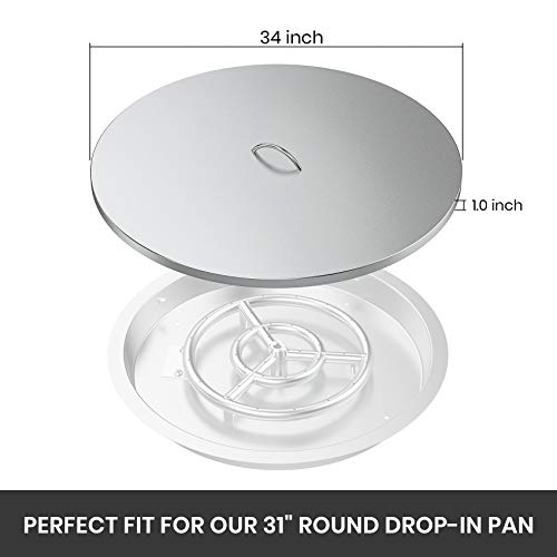 Stanbroil 34-Inch Round Fire Pit Cover - 304 Stainless Steel Fire Pit Lid