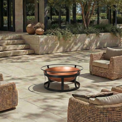 SAFAVIEH Outdoor Bonair Metal Fire Pit, 28" Copper/Black PIT1012A