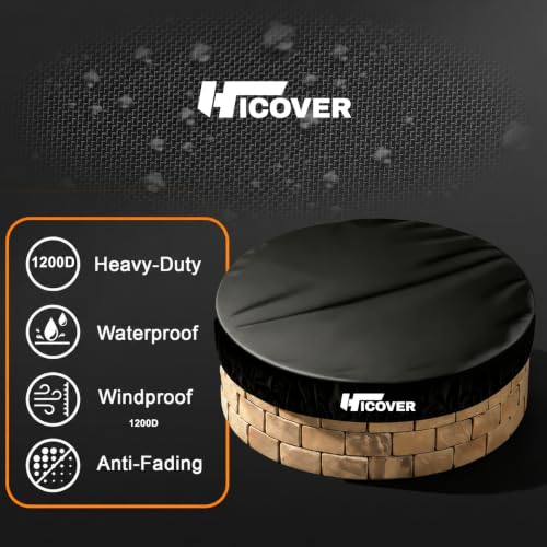 Heavy Duty 1200D Round Fire Pit Cover for In-Ground Fire Pits,46-51 Inch