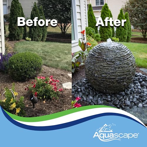 Aquascape Stacked Slate Sphere Water Fountain and Installation Kit for Yard, Landscape, and Garden, Medium, 78290