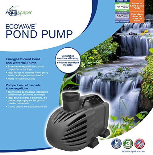 Aquascape EcoWave 5000 GPH Pond and Waterfall Pump, Mag-Drive, Quiet, Efficient, Compact | 91134
