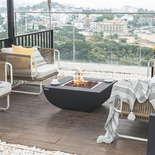 Modeno Aurora Natural Gas Fire Pit Table Cast Concrete 34 x 34-in