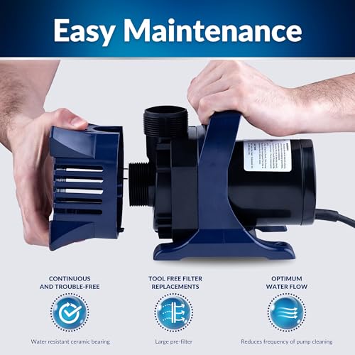 Alpine Corporation PAL5200 | 5200 GPH Submersible Water Pump with 33-ft Cord — Quiet 426W Motor, 25-ft Lift — Multi-Angle Flow for Ponds, Waterfalls & Fountains — Durable & Efficient (Blue)